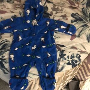 Columbia Blue One Piece Footies with Cozy Hood